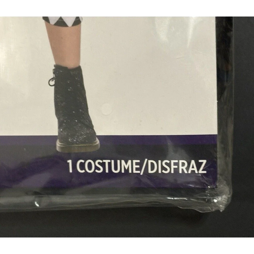 Punky Jester Halloween Costume Girls Sz Large 10-12 Black White Harlequin Circus